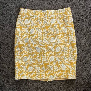 LOFT Yellow Gold Mini Pencil Skirt Mustard Floral